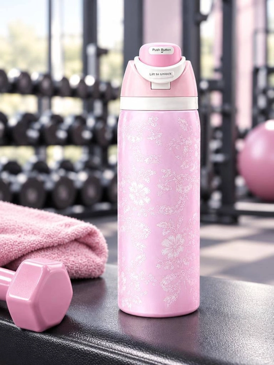 Sport uchun suv butilkasi 950 ml, zanglamaydigan po‘lat, tugmali qopqoq