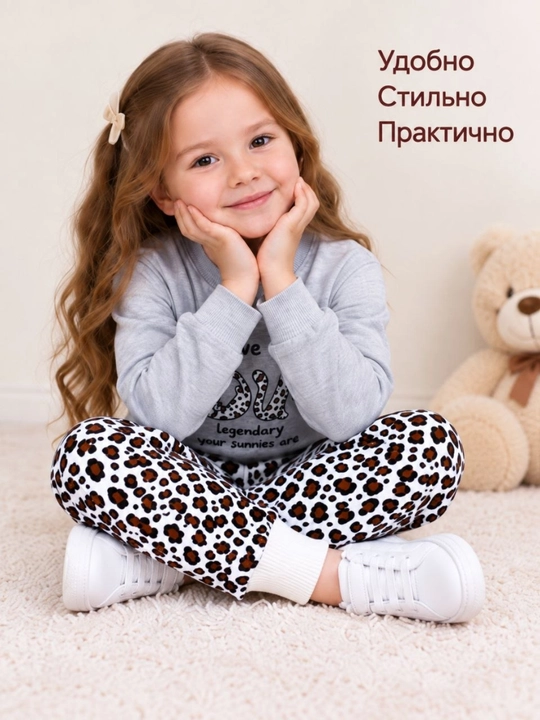 Двойка для девочек, спортивный костюм, пижама, удобная одежда для дома, хлопок, 4-7 лет