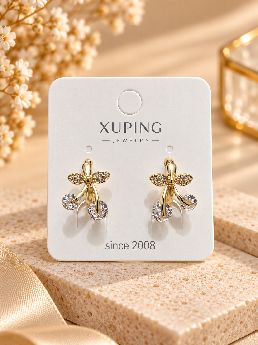 Серьги Xuping для девочек — гипоаллергенные, из нержавеющей стали