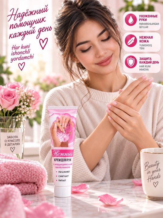 Крем для рук с медицинским вазелином, увлажняющий и питательный, смягчающий, 125 мл