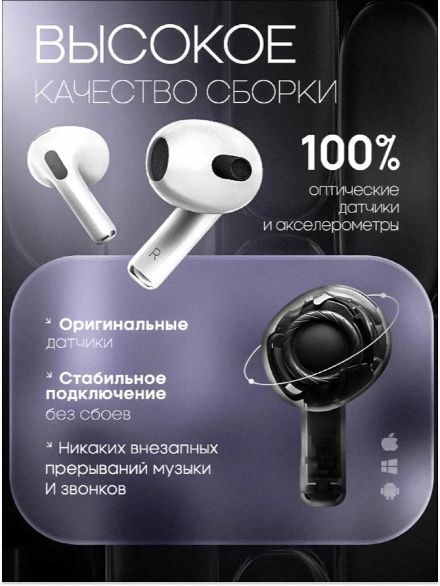 Pods 3 simsiz quloqchinlar, Bluetooth, sensor boshqaruv, mikrofon, zaryadlash qutisi
