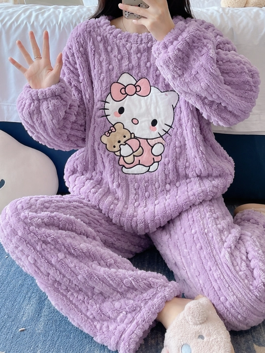 Pijama ayollar uchun, shimli pijama, yumshoq momiq pijama, universal o'lcham S-XXL gacha