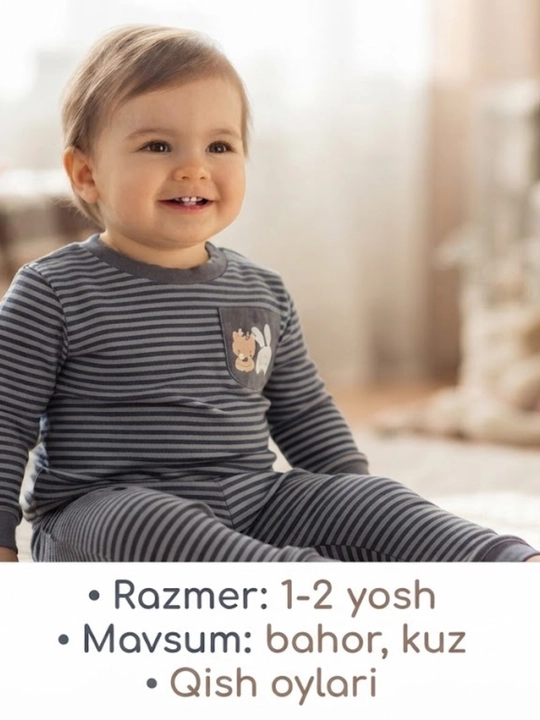 Bolalar pijamasi, yang tug‘ilgan chaqaloqla uchun kiyim, kuzgi kiyim, paxtali, raspashonka