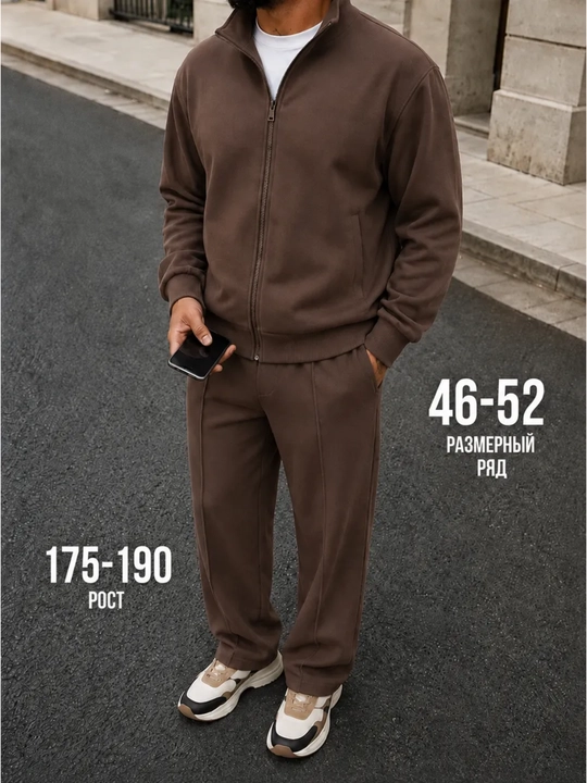 Old Money uslubidagi erkaklar kuzgi sport kostyumi, strelkali shimli ikki qismli to‘plam