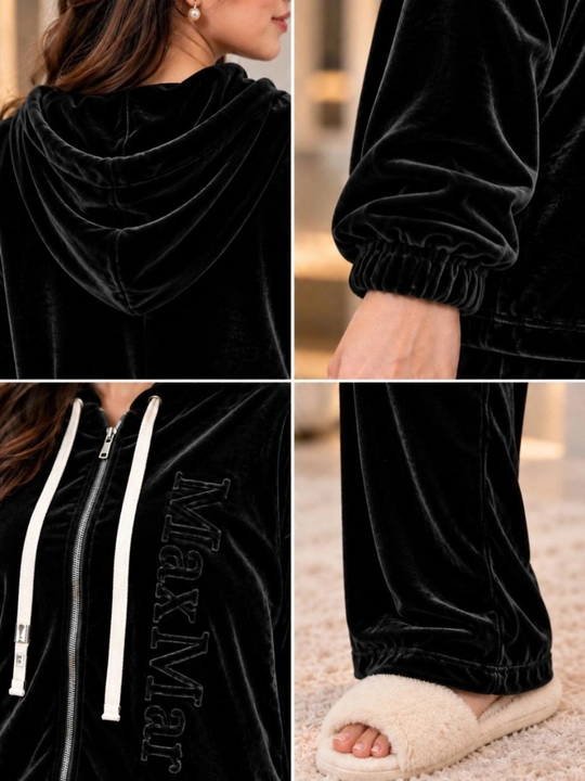 Ayollar villur kostyumi oversize 46-52 yumshoq villur hudili fermuarli 2 qismli kostyum