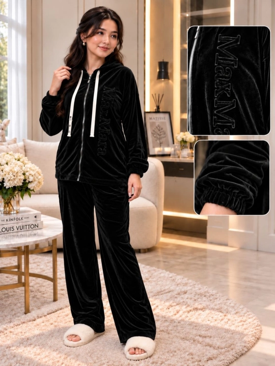 Ayollar villur kostyumi oversize 46-52 yumshoq villur hudili fermuarli 2 qismli kostyum