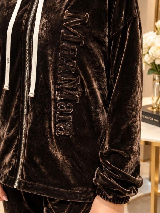 Женский велюровый костюм oversize 46-52 мягкий худи на молнии комплект с брюками