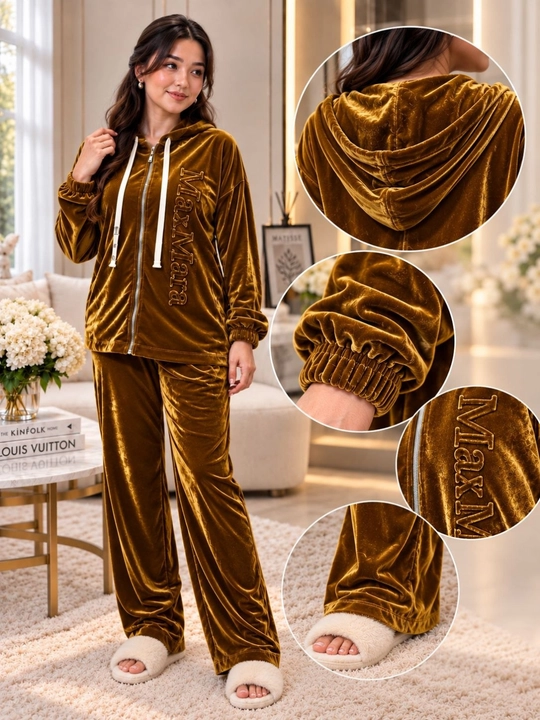 Ayollar villur kostyumi oversize 46-52 yumshoq villur hudili fermuarli 2 qismli kostyum