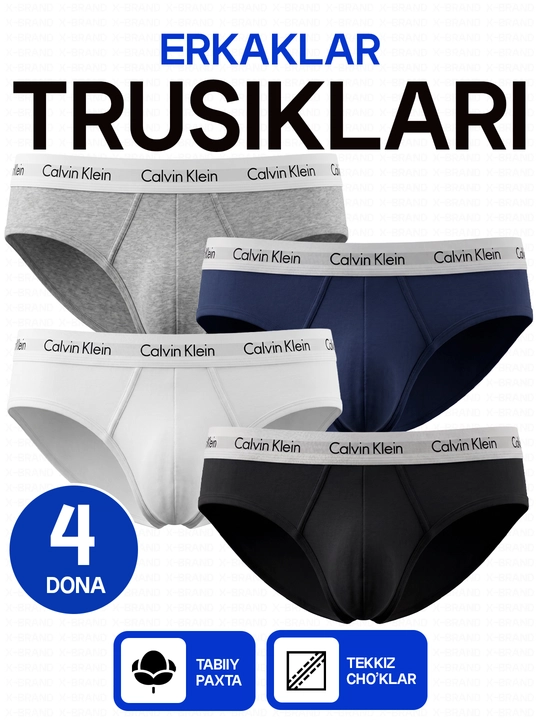 Erkaklar bokser trusiklari, 3 dona, paxta, erkaklar ichki kiyimi, erkaklar sovg‘a to‘plami - 