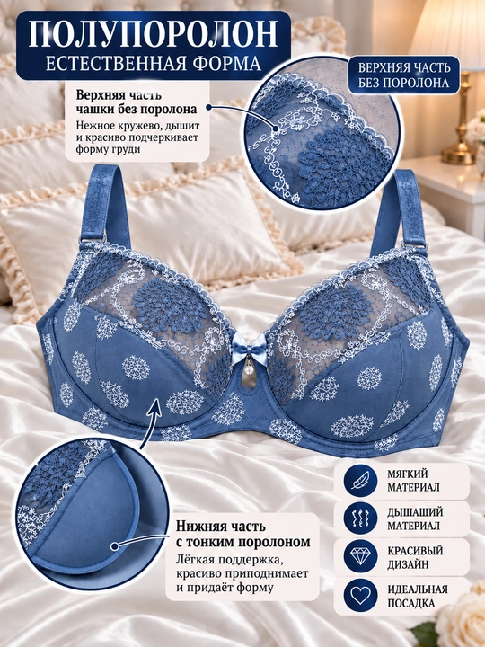 Бюстгальтер Lanny Mode, чашка D, с полупоролоновыми чашечками, большие размеры