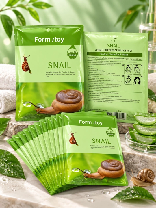 Тканевая маска для лица Form Stoy Snail с экстрактом улитки, 10 штук - 