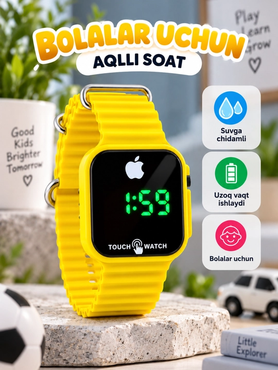 Bolalar uchun soat, ekranli qo‘l soati — o‘g‘il bolalar va qiz bolalar uchun aqlli soat - 