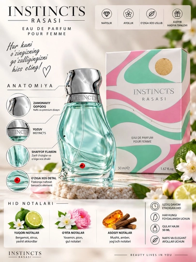 Rasasi Instincts ayollar uchun Eau de Parfum, 50 ml