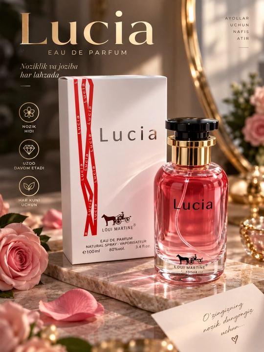 Lucia Женские духи 100 мл — Женский парфюм, Парфюмерная вода EDP, Нежный и приятный аромат - 