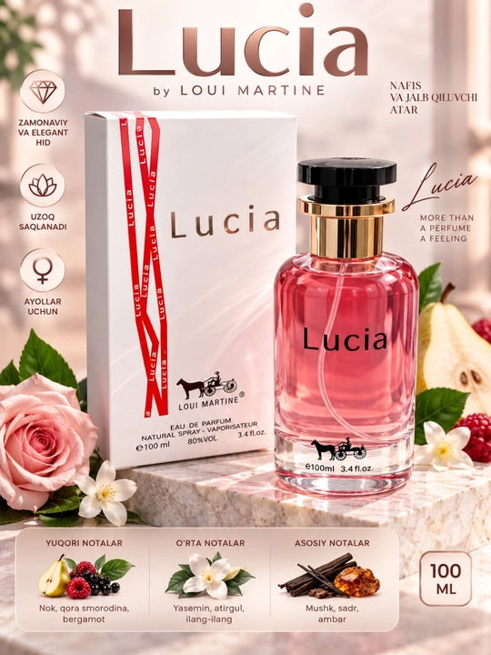 Lucia Ayollar Atiri 100 ml — Ayollar Parfyumi, Parfyumeriya Suvi EDP, Nafis va Yoqimli Hid