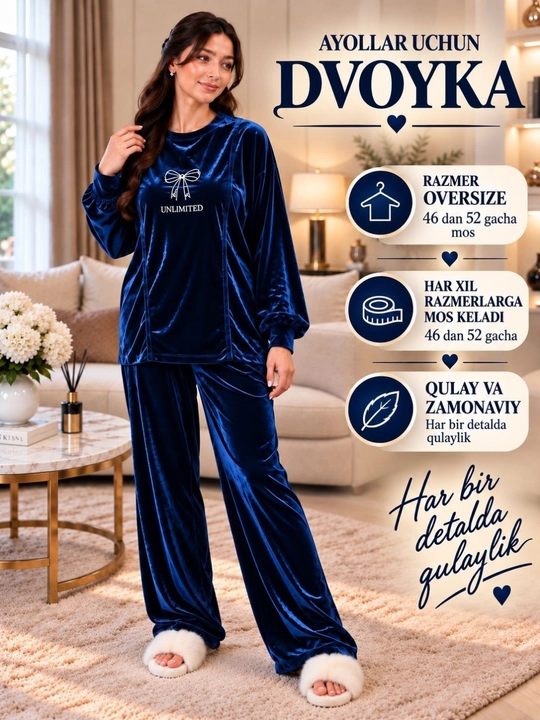 Женский велюровый костюм двойка, мягкий домашний комплект oversize 46-52 - 