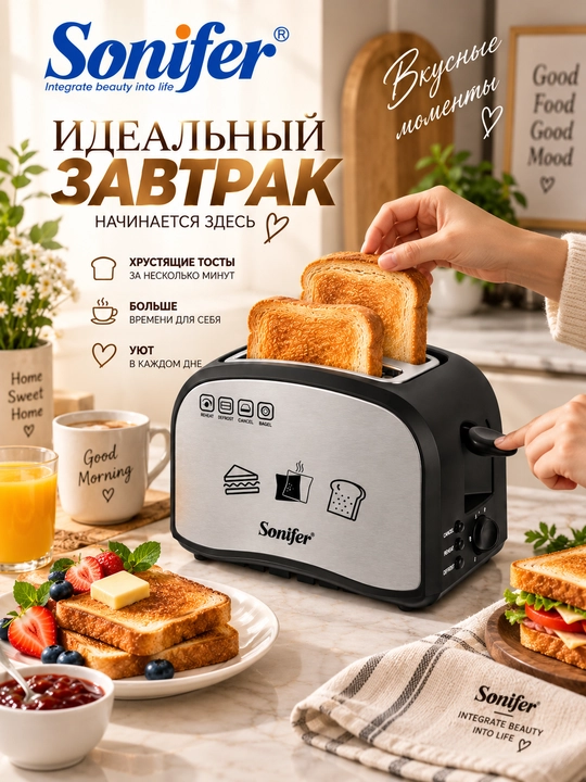 Elektr toster, nonni ikki tomonlama qovurish, Sonifer SF-6179