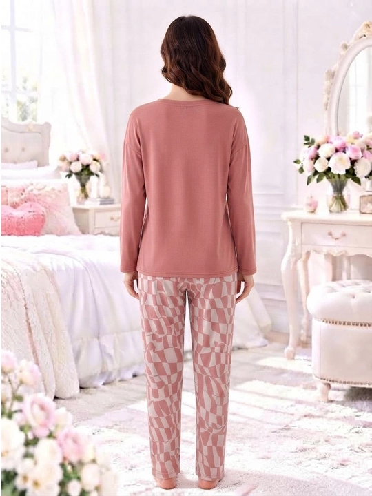 Ayollar uchun 2 qismli pijama, paxtali, futbolka va shimdan iborat, uy kiyimi, qulay