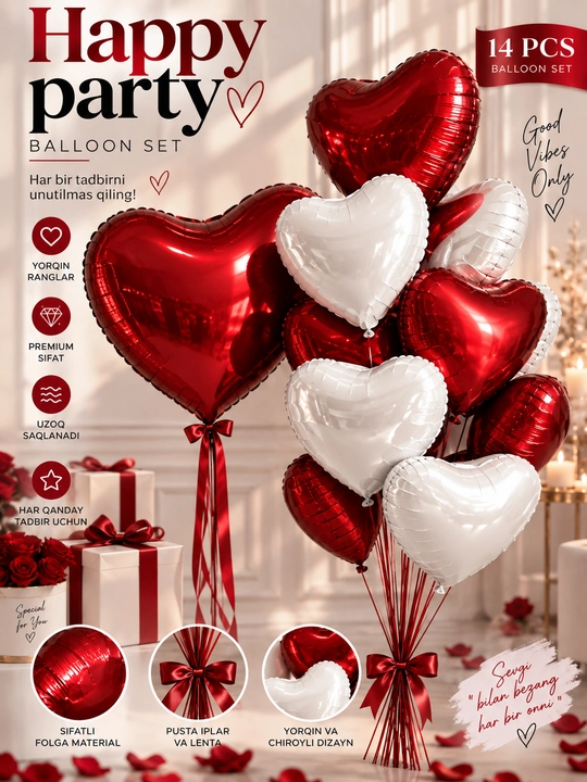 Sharlar I LOVE YOU va yurak romantik kecha, marry me va tug'ilgan kun