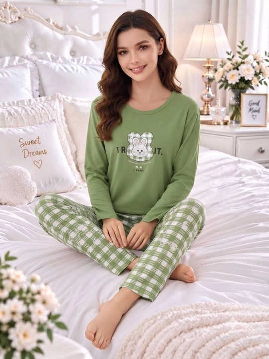 Ayollar uchun 2 qismli pijama, paxtali, futbolka va shimdan iborat, uy kiyimi, qulay