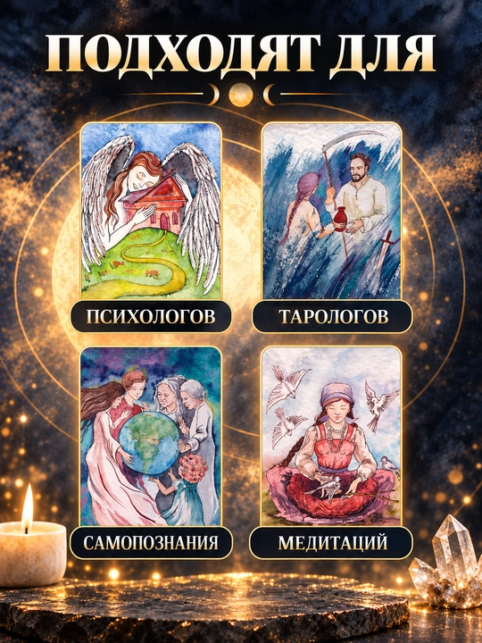 Tarot kartalari to‘plami, fol ochish, bashorat uchun, 78 arkan, ruscha qo‘llanma
