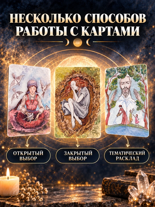 Tarot kartalari to‘plami, fol ochish, bashorat uchun, 78 arkan, ruscha qo‘llanma