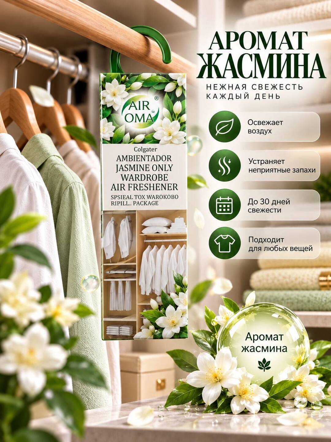 Ароматизатор для шкафа с одеждой, распространяет приятный аромат - 