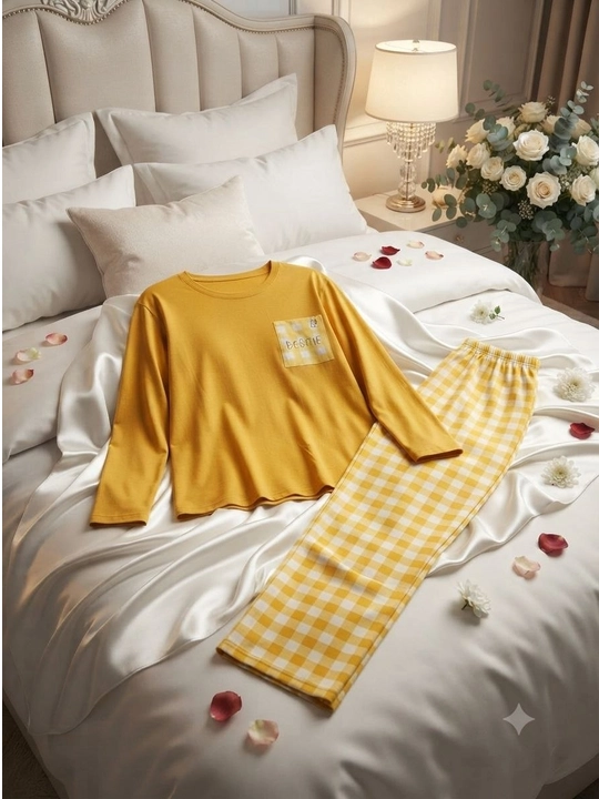 Ayollar uchun 2 qismli pijama, paxtali, futbolka va shimdan iborat, uy kiyimi, qulay