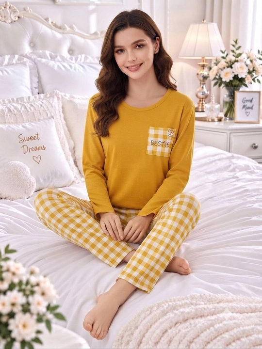 Ayollar uchun 2 qismli pijama, paxtali, futbolka va shimdan iborat, uy kiyimi, qulay