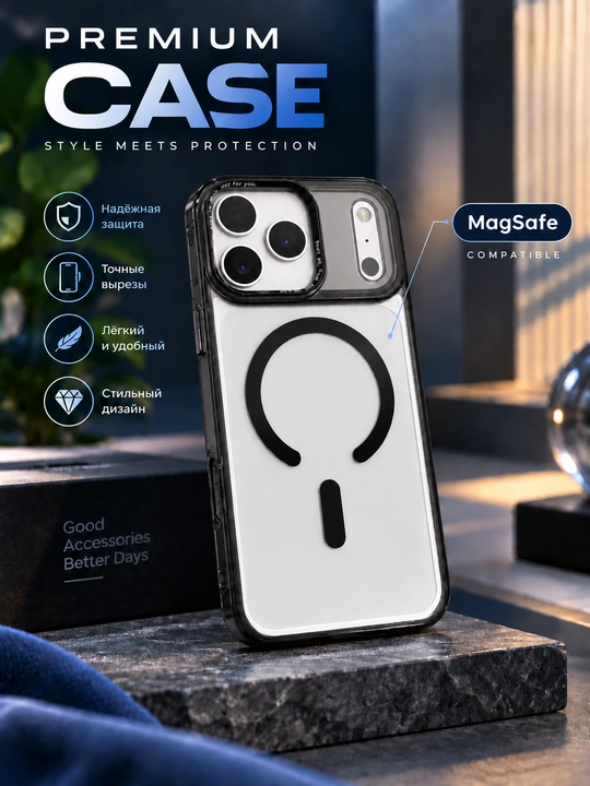 MACOME MagSafe chexol iPhone 17 Pro/ Pro Max shaffof zarbaga chidamli magnitli to'q sariq - 