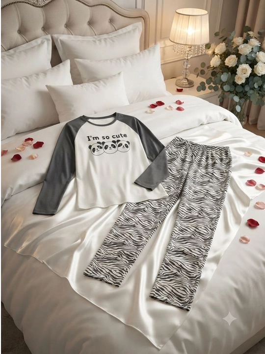 Ayollar uchun 2 qismli pijama, paxtali, futbolka va shimdan iborat, uy kiyimi, qulay