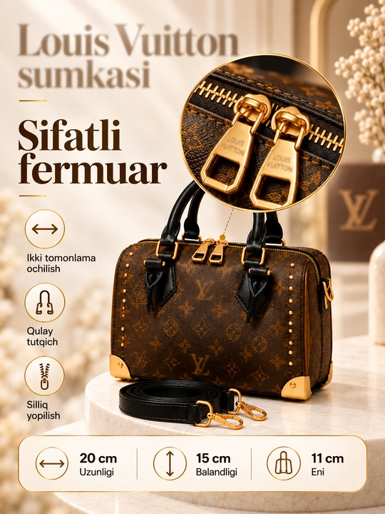 Ayollar uchun klassik qo‘l sumkasi, 20×15×11 sm