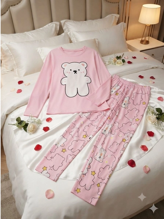 Ayollar uchun 2 qismli pijama, paxtali, futbolka va shimdan iborat, uy kiyimi, qulay