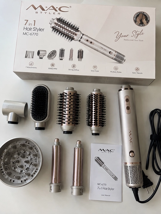 MAC Styler MC-6770 7 tasi 1 da soch turmaklagich, fen-stayler, 7 ta nasadka