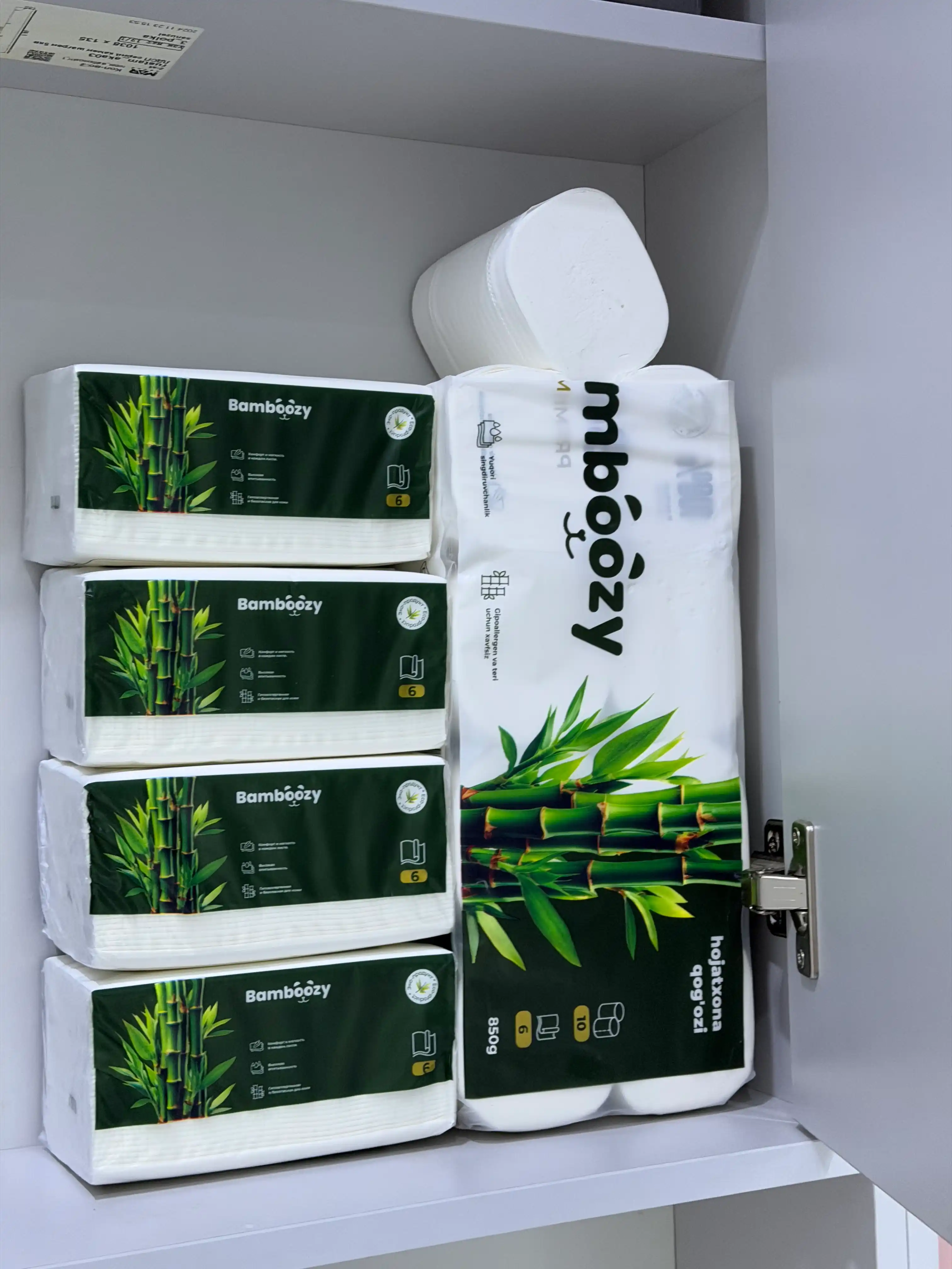 Бамбуковые салфетки Bamboozy, 6 слоёв, 6 штук, белые