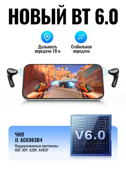 Simsiz quloqchin 28 soat Hoco EQ32 TWS 2 in 1 Bluetooth 6.0 13mm ilova mikrofonli