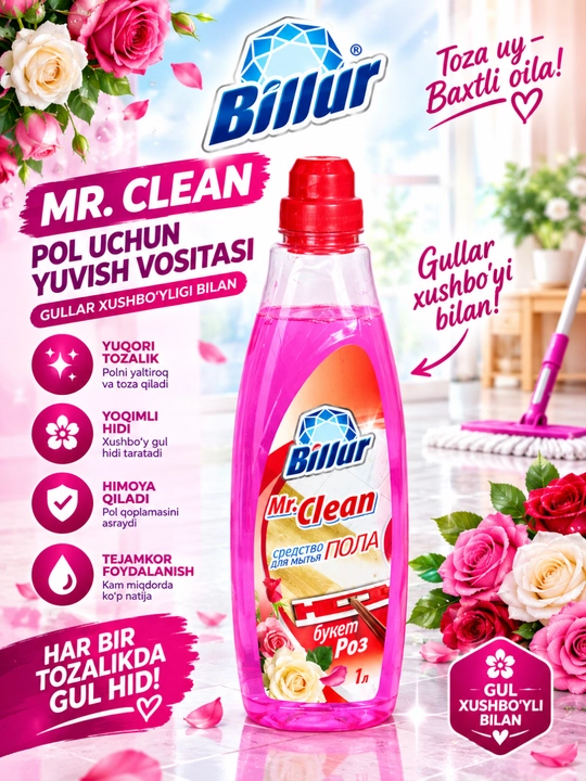 Billur Mr.Clean — универсальный гель для мытья полов - 
