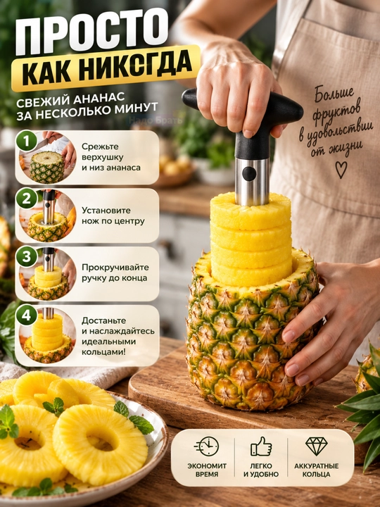 «Нож-корер для ананаса 24 см, ананасорезка из нержавеющей стали 18/10»