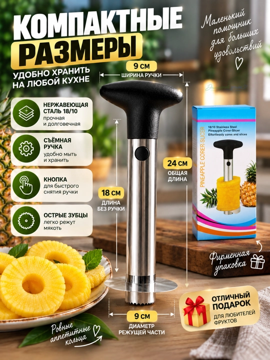 «Нож-корер для ананаса 24 см, ананасорезка из нержавеющей стали 18/10»
