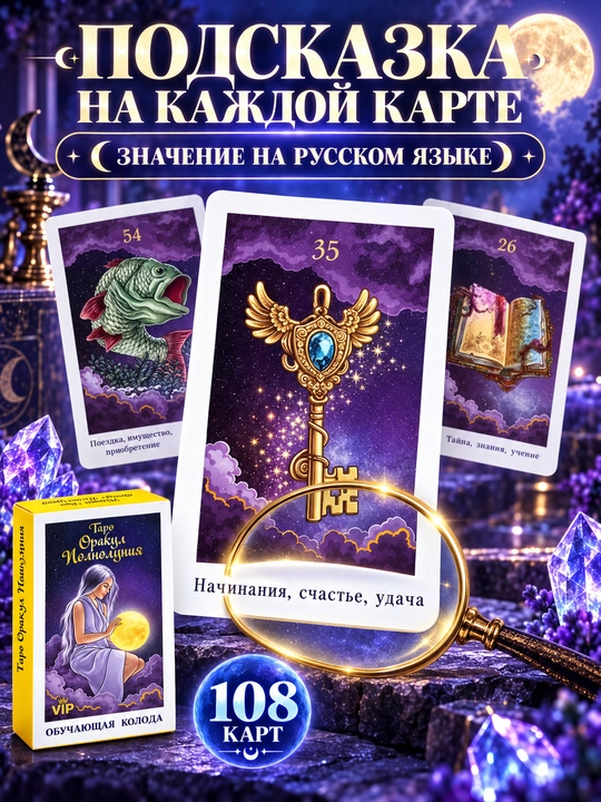 Колода карт Таро для гаданий, предсказаний и обучения, 78 арканов, русская инструкция