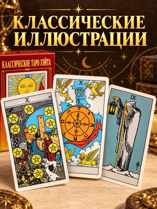 Колода карт Таро для гаданий, предсказаний и обучения, 78 арканов, русская инструкция