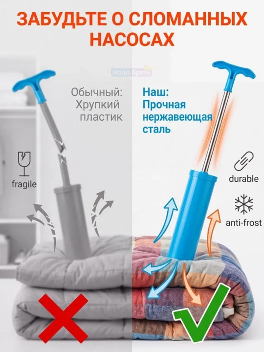 Насос ручной для вакуумных пакетов, компактный вакуумный насос для хранения вещей