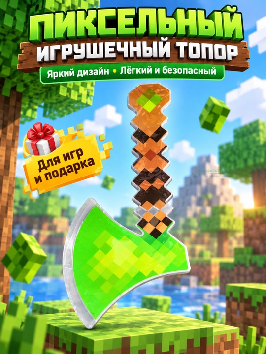 Пиксельный меч детский Square World со светом и звуком, игровое оружие, 3+ - 