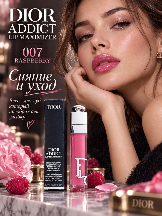 Dior Addict Lip Maximizer 007 Raspberry блеск для губ, эффект объёма, 6 мл