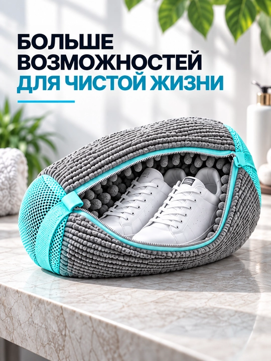 Мешок для стирки обуви, в стиральной машине из микрофибры с ворсинками