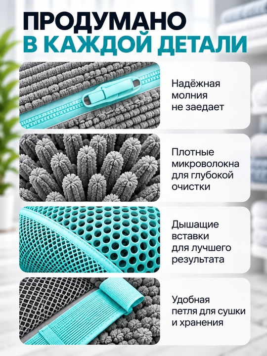 Мешок для стирки обуви, в стиральной машине из микрофибры с ворсинками
