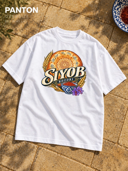 Футболка оверсайз унисекс PANTON SIYOB Bozori, белая, хлопок