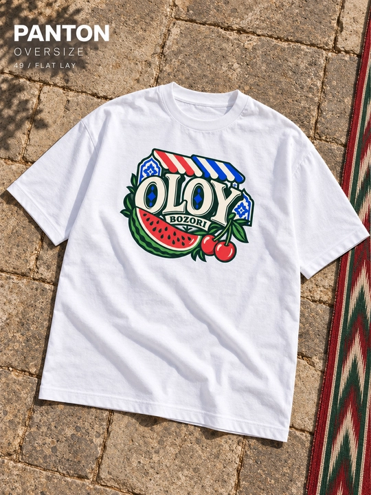 Футболка оверсайз унисекс PANTON OLOY Bozori, белая, хлопок