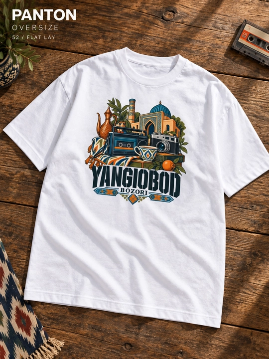 Футболка оверсайз унисекс PANTON YANGIOBOD Bozori, белая, хлопок