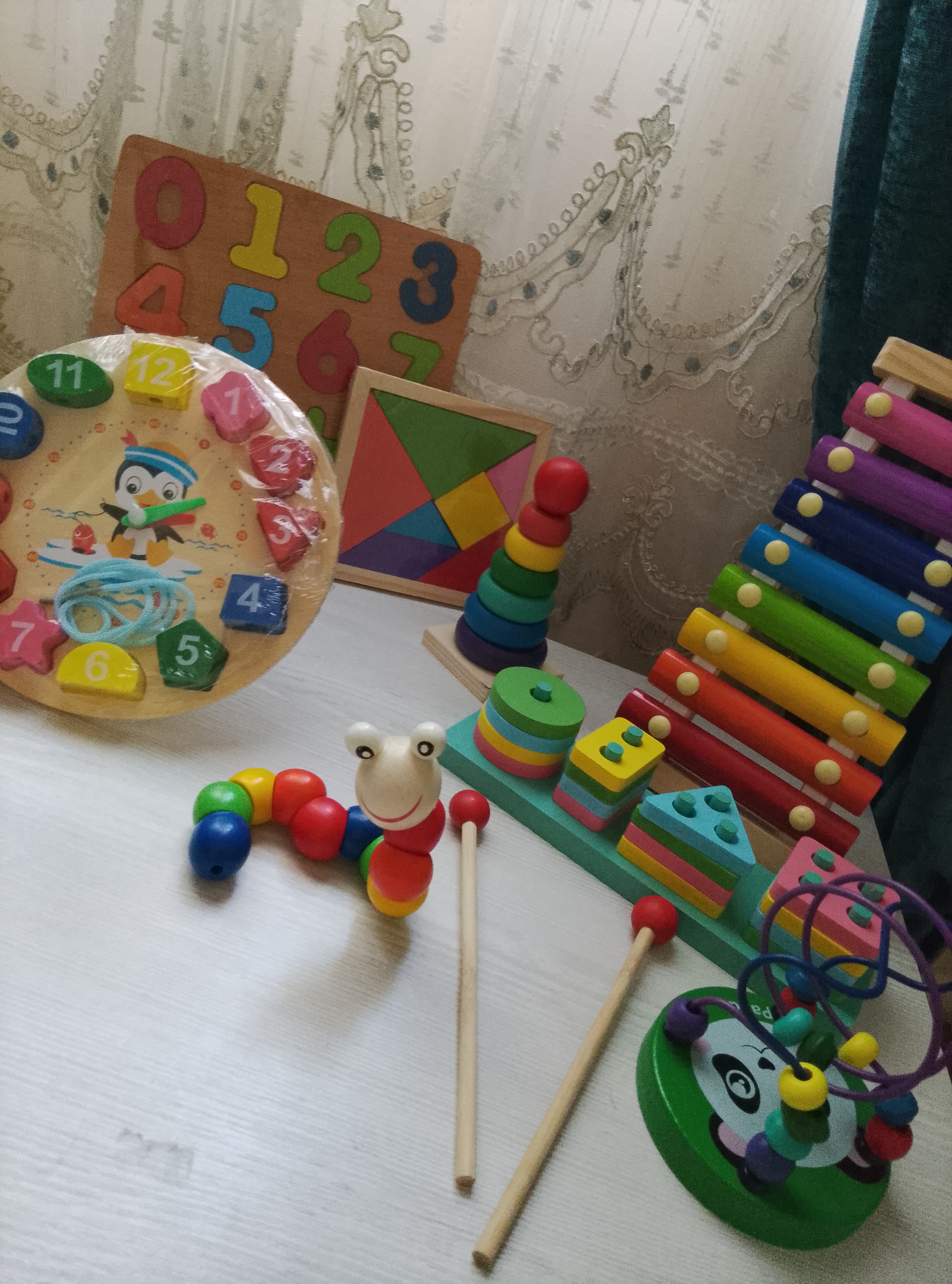 Набор развивающих деревянных игрушек Монтессори, 8 в 1
